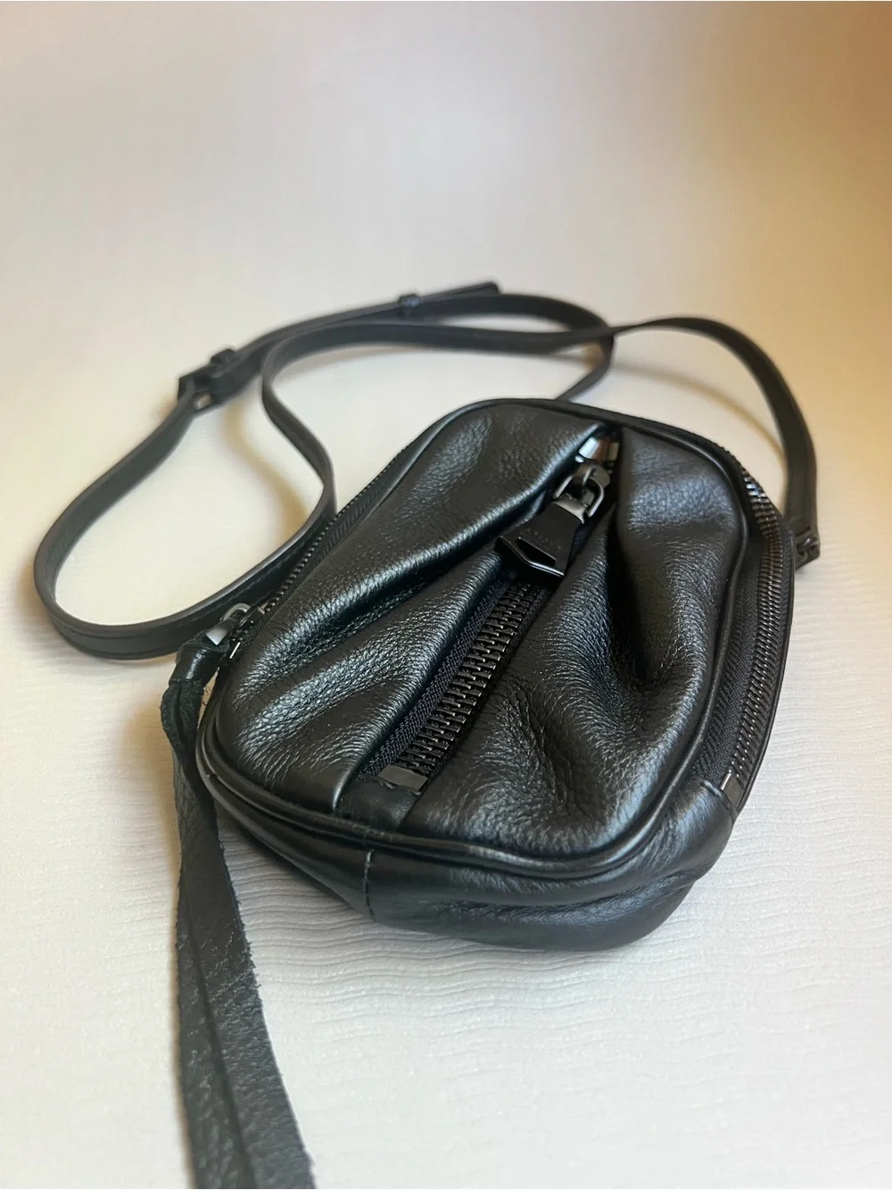 Aimee Kestenberg Tamitha Black Pebbled Leather Phone Crossbody Bag